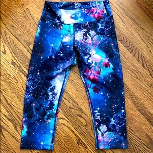 Galactic floral design capris